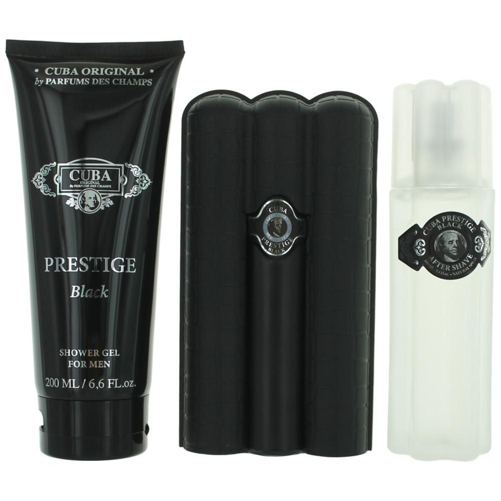 Cuba Prestige Black, 3 Piece Gift Set for Men