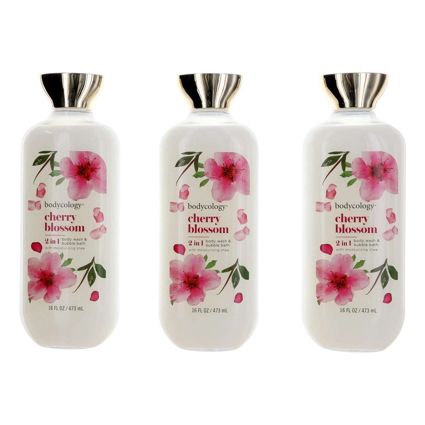 Cherry Blossom, 3 Pack 16oz 2 in 1 Body Wash & Bubble Bath women