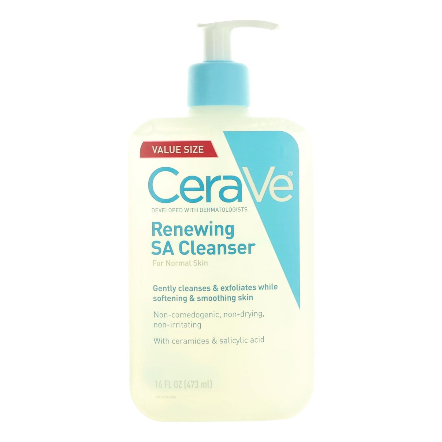 CeraVe Renewing SA Cleanser, 16oz Facial Cleanser for Normal Skin