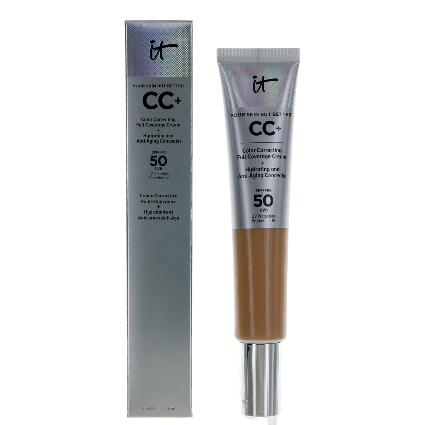 It Cosmetics CC Cream Full Coverage Cream, 2.53 oz Color Correcting Foundation SPF 50- Neutral Medium