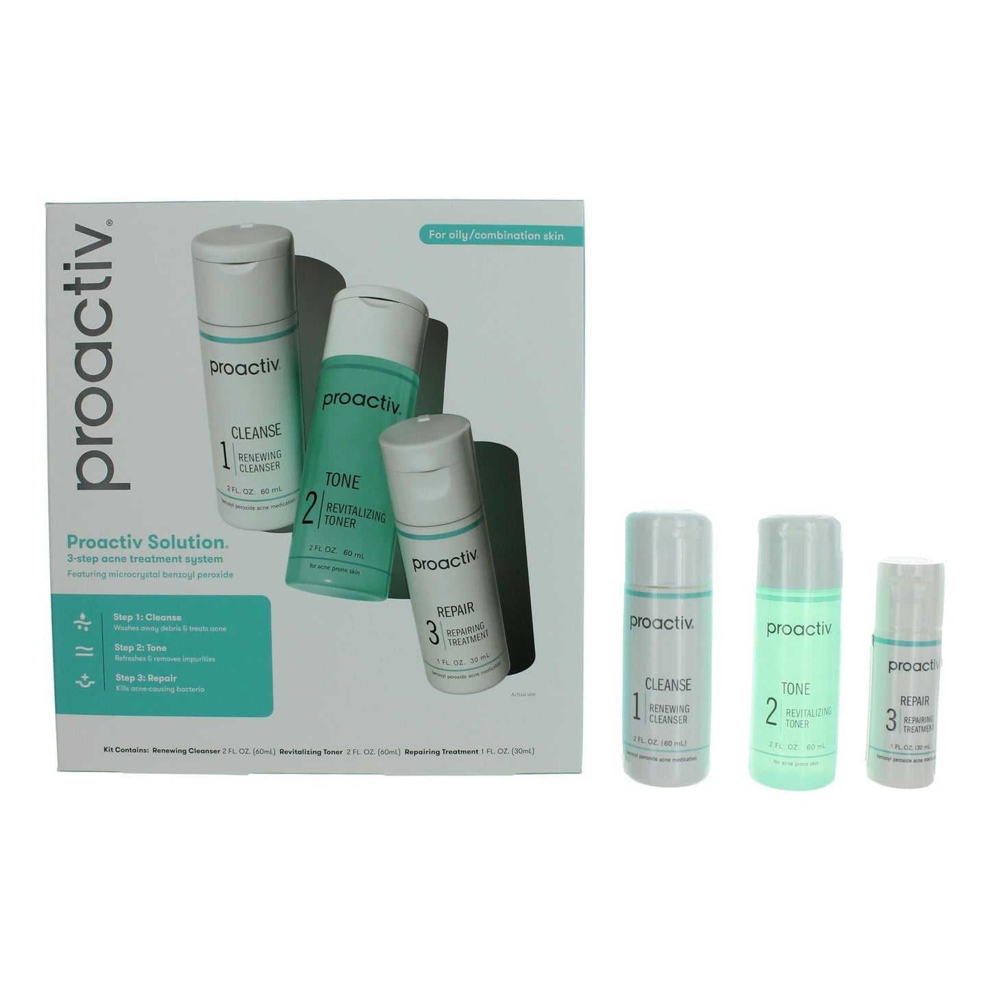 Proactiv Solution, 3 Step Acne Treatment System - Oily/Combo Skin