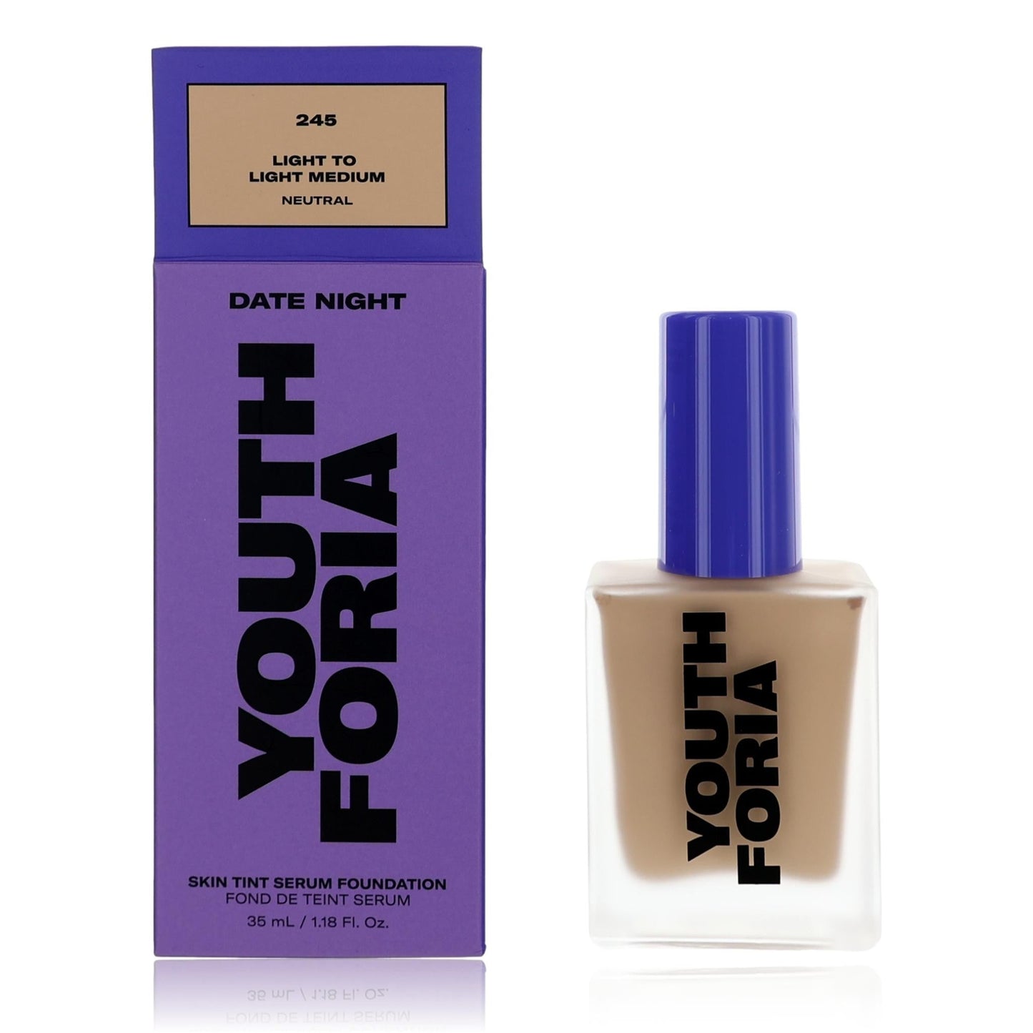 Date Night, 1.18 oz Skin Tint Serum Foundation- 245 Light To Light Medium