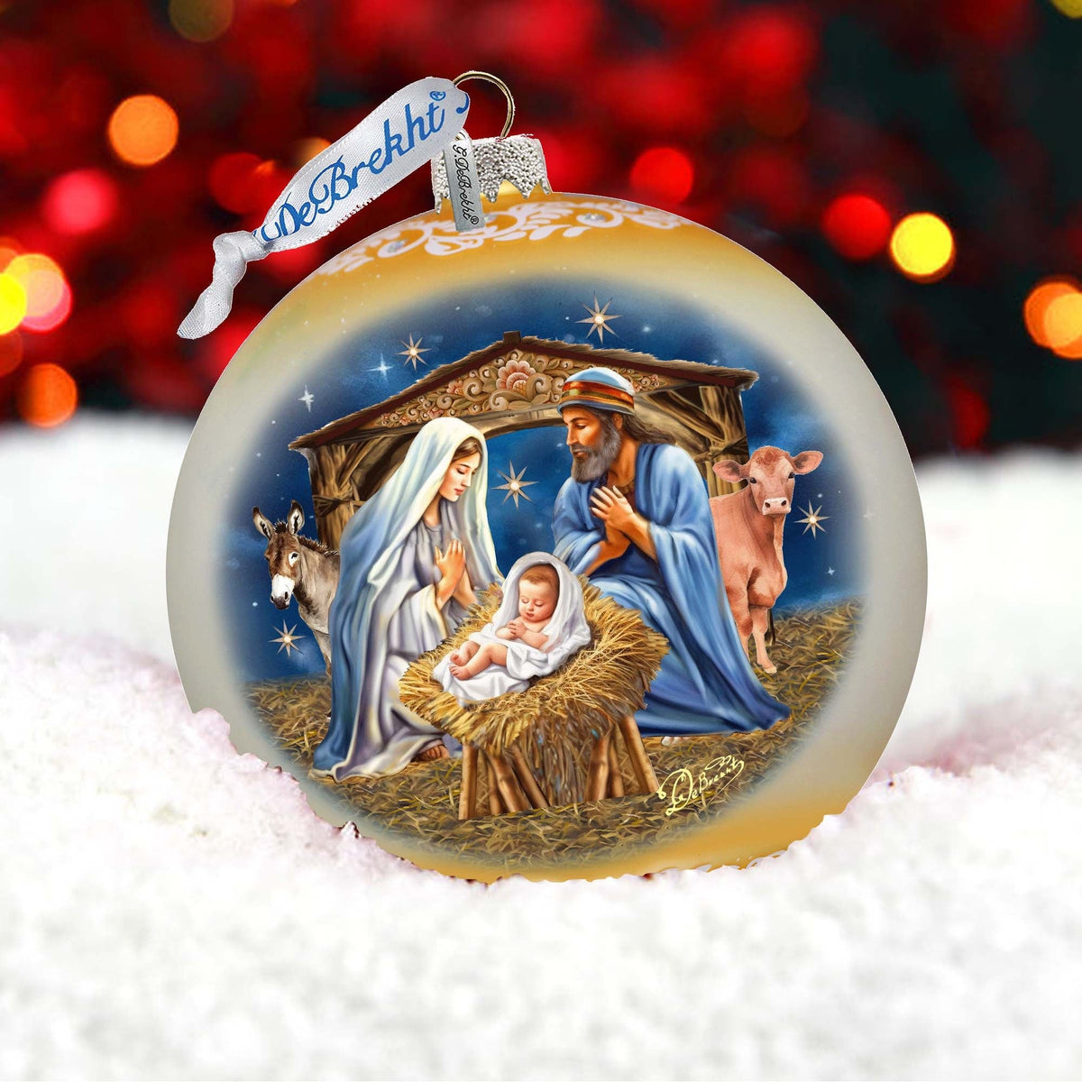 From Stable to Savior Lg Glass Ornament by G.Debrekht - Nativity Holiday Decor - 73956G
