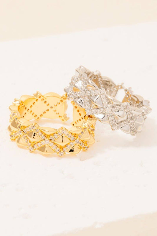 The Looks by Fame Intricate Pave X Open Band Ring
