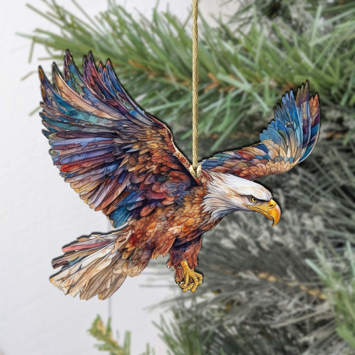 Flying Bald Eagle Wooden Ornaments by G.Debrekht - Wildlife Holiday Decor - 8710101-3