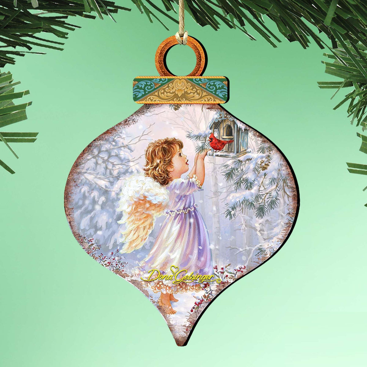 Red Robin Woodland Angel Wooden Ornaments by Gelsinger - Nativity Holiday Decor - 8031118-1622