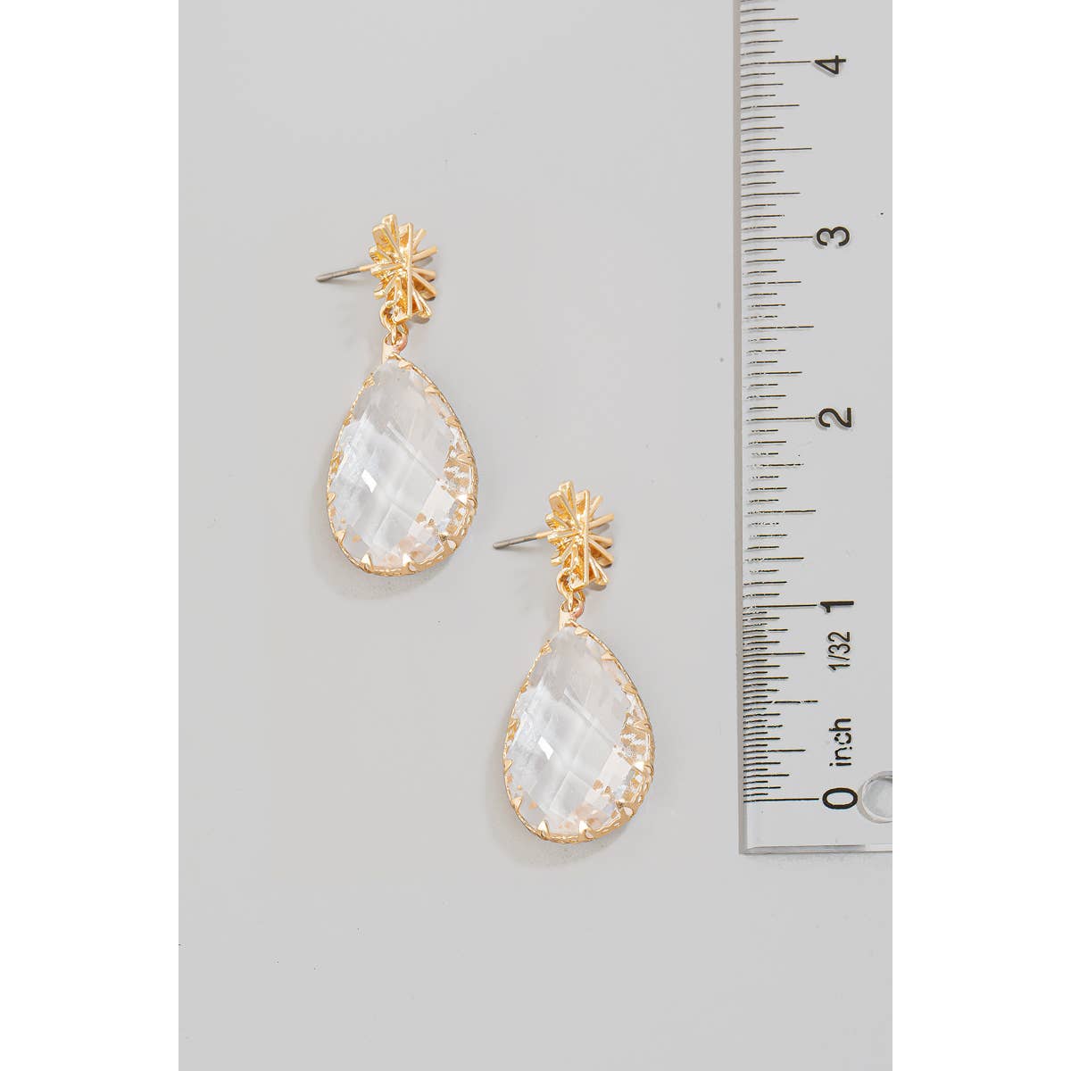 The Looks by Fame Large Faceted Tear Rhinestone Dangle Earrings