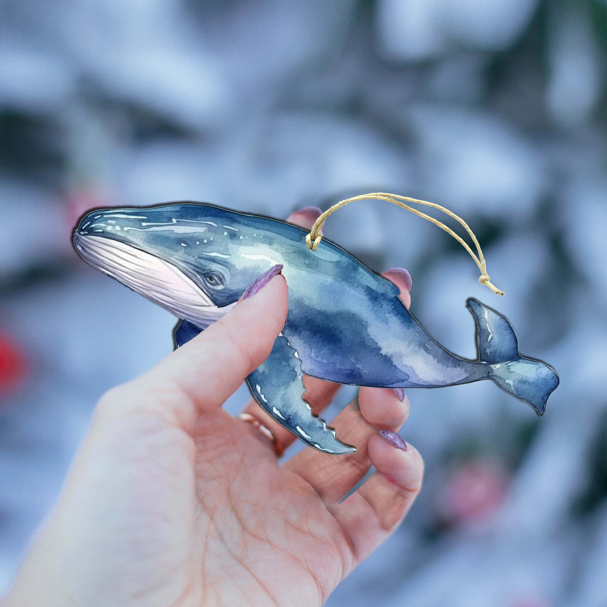 Blue Humpback Whale Wooden Ornaments by G.Debrekht - Wildlife Holiday Decor - 8710103-1