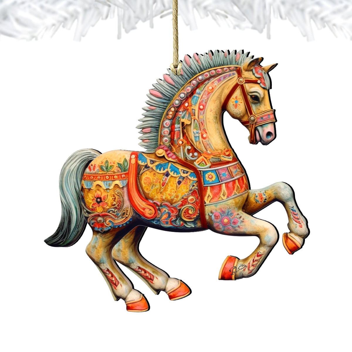 Carousel Horse Wooden Ornaments by G. Debrekht - Christmas Decor - 8100193-3