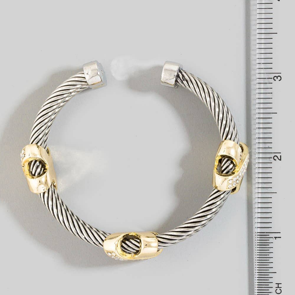 Bracelet manchette en fil superposé bicolore plaqué or The Looks by Fame