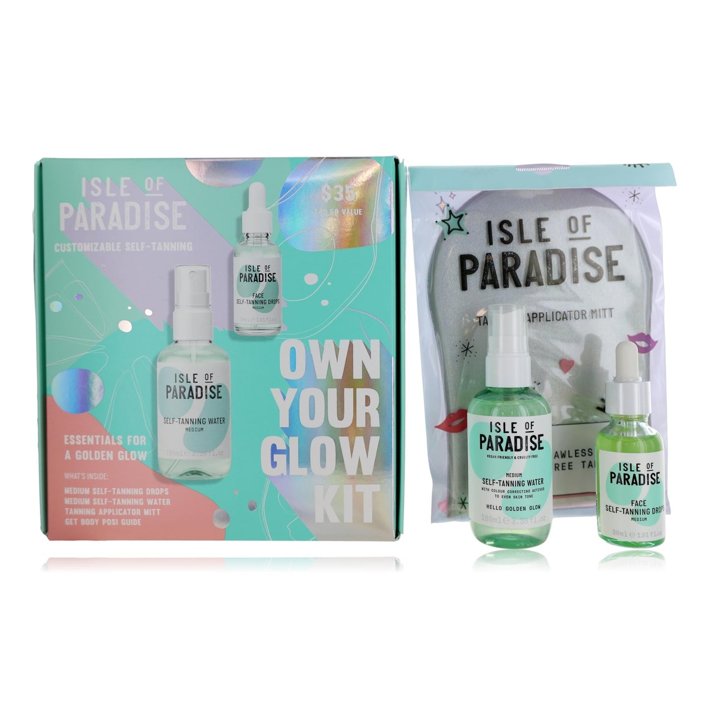 Isle of Paradise Own Your Glow Kit, 3 Piece Self Tanning Kit