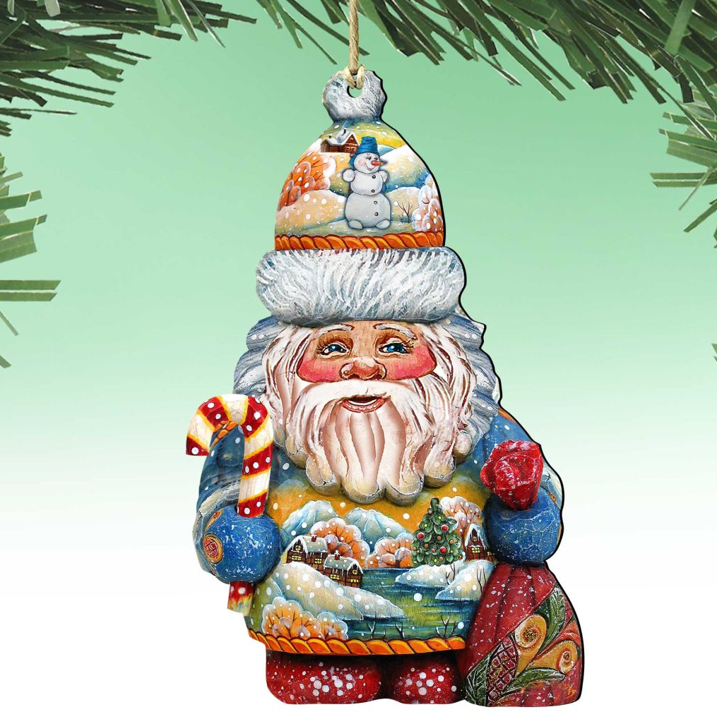 Winter Wonders Santa Wooden Ornaments by G. DeBrekht - Christmas Santa Snowman Decor - 81519184