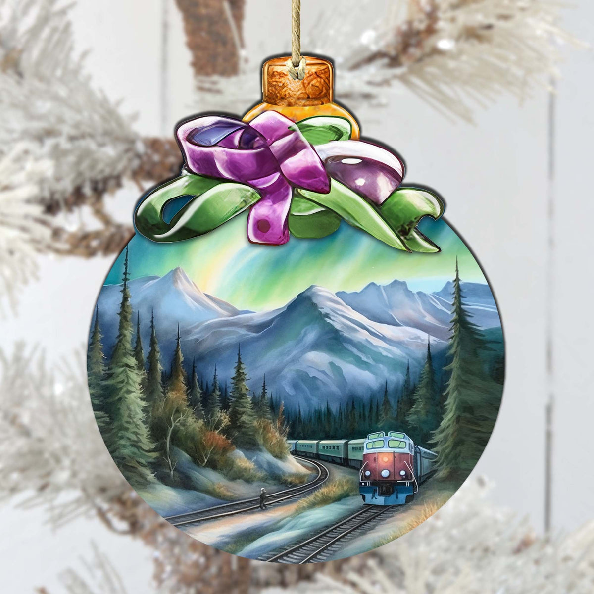 Mountain Glow Express Wooden Ornaments by G.Debrekht - Wildlife Holiday Decor - 870016