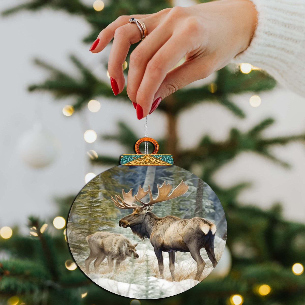 Elk in the Wilderness Wooden Ornaments by G.Debrekht - Wildlife Holiday Decor - 870055