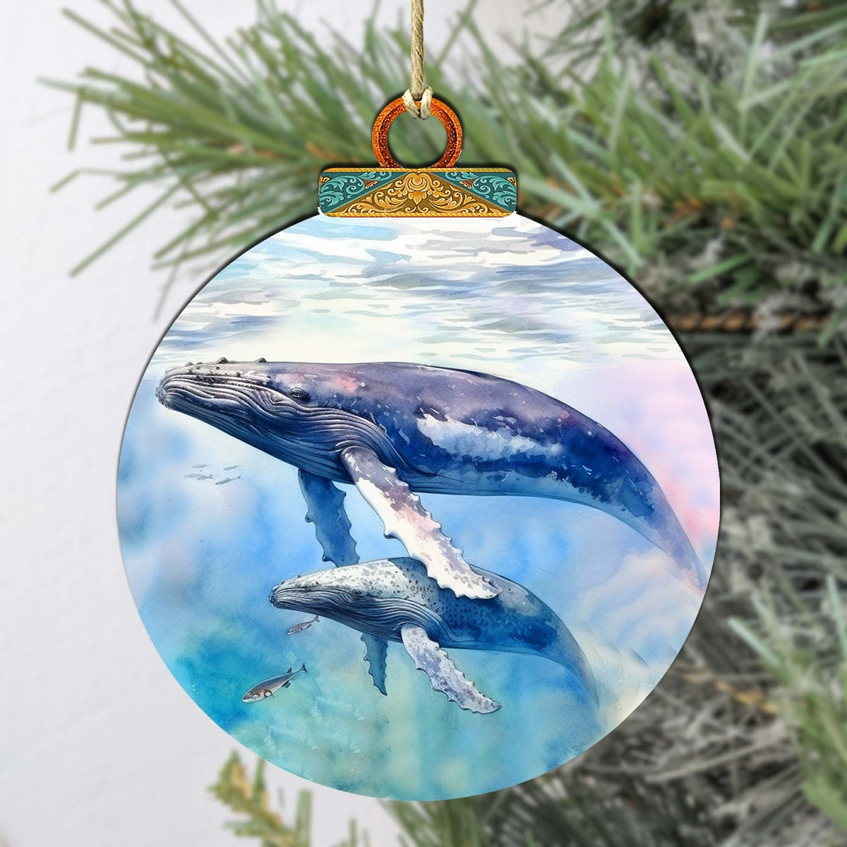 Humpback Harmony Wooden Ornaments by G.Debrekht - Wildlife Holiday Decor - 870012