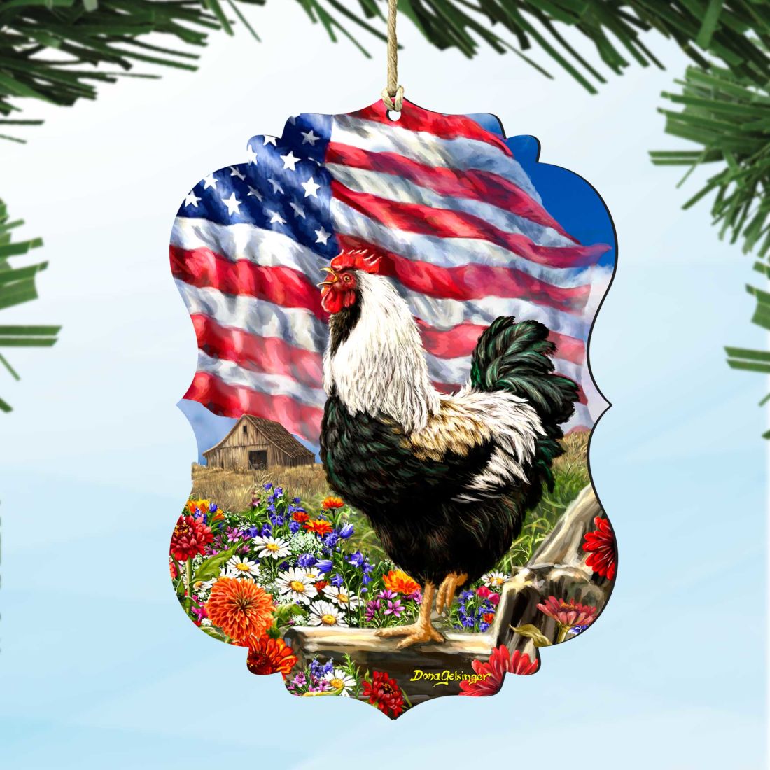 Morning in America Wooden Ornaments by Gelsinger - American Patriotic Decor - 8467104-DG