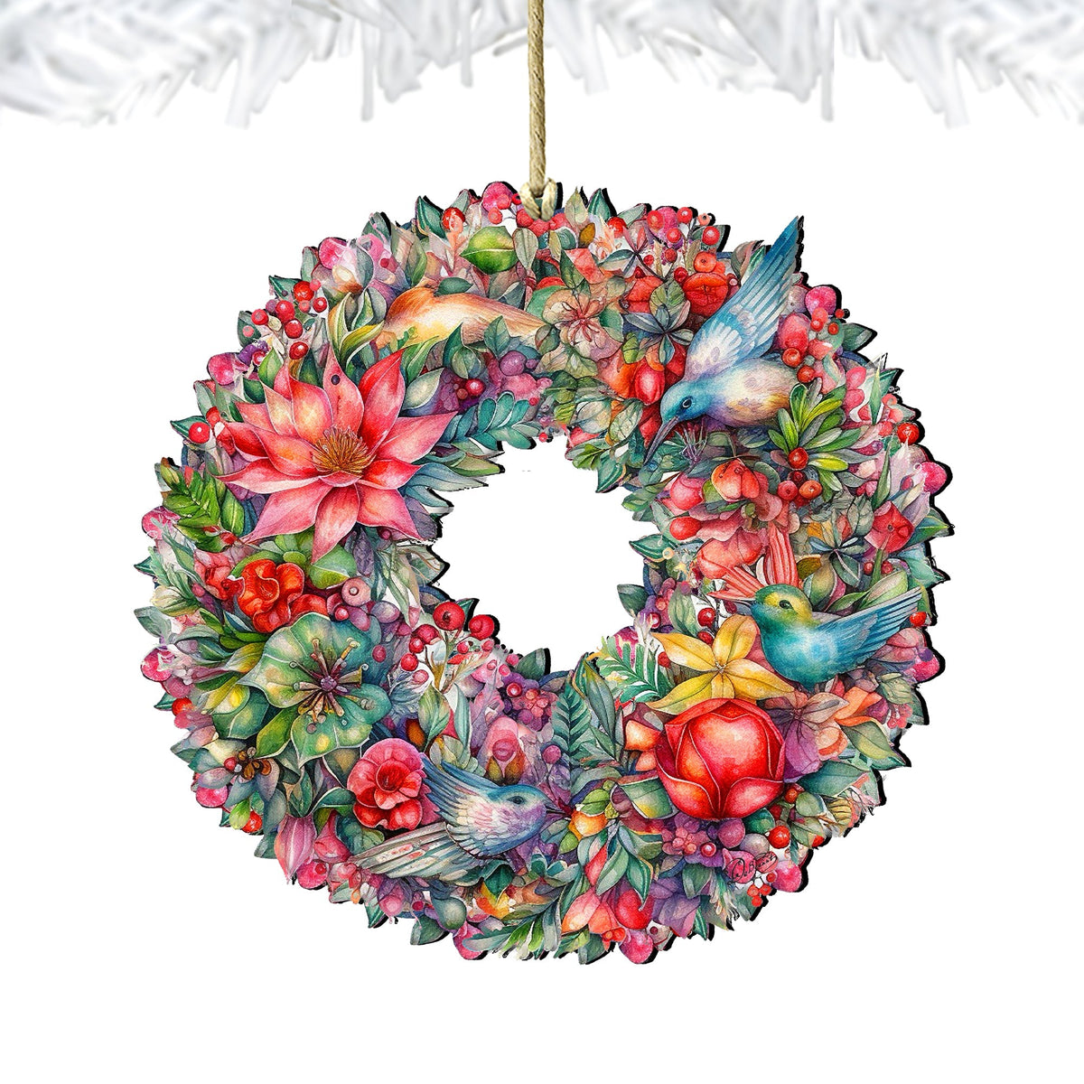 Summer Blooms Wreath Wooden Ornaments by G. Debrekht Christmas Decor - 8611072