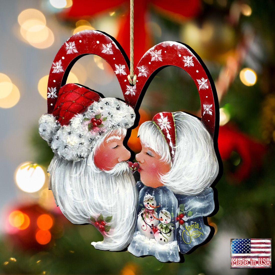 Merry Kissmas! Wooden Ornaments by Jamie Mills-Price - Christmas Decor - 8457514