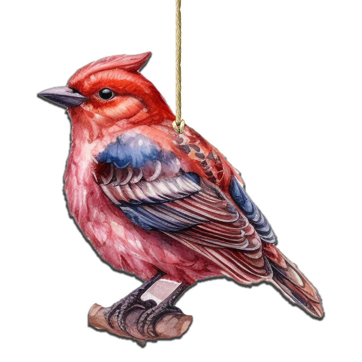 Red Forest Bird Wooden Ornaments by G.Debrekht - Wildlife Holiday Decor - 8710005-1