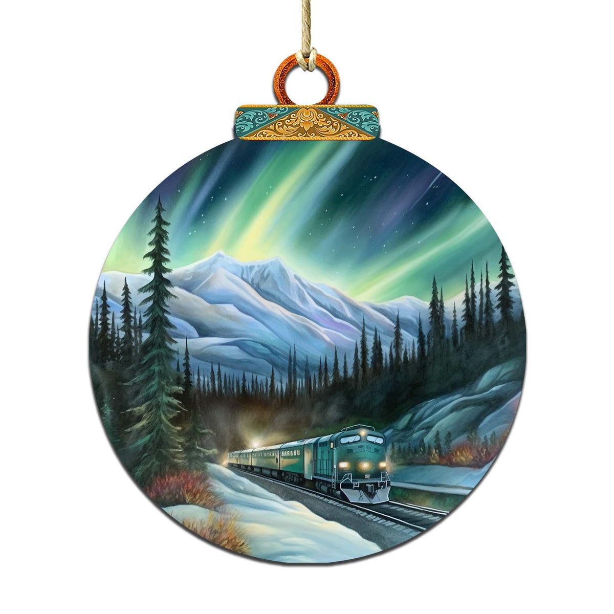 Arctic Light Show Wooden Ornaments by G.Debrekht - Wildlife Holiday Decor - 870040
