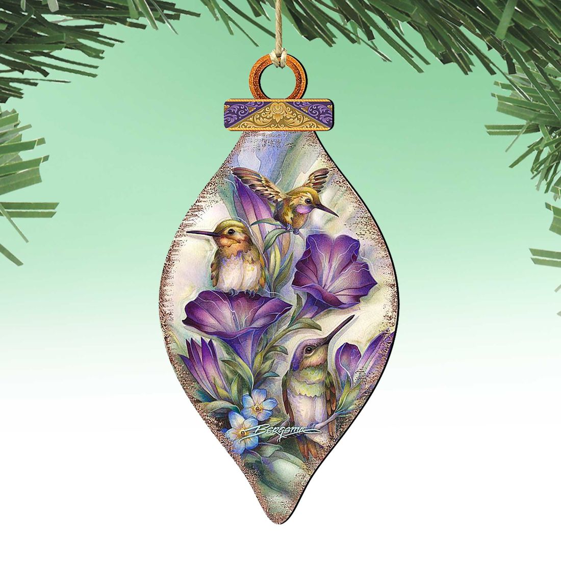 Everlasting Friendship Hummingbirds Wooden Ornaments by J. Bergsma - Wildlife Holiday Decor - 8591936-JB