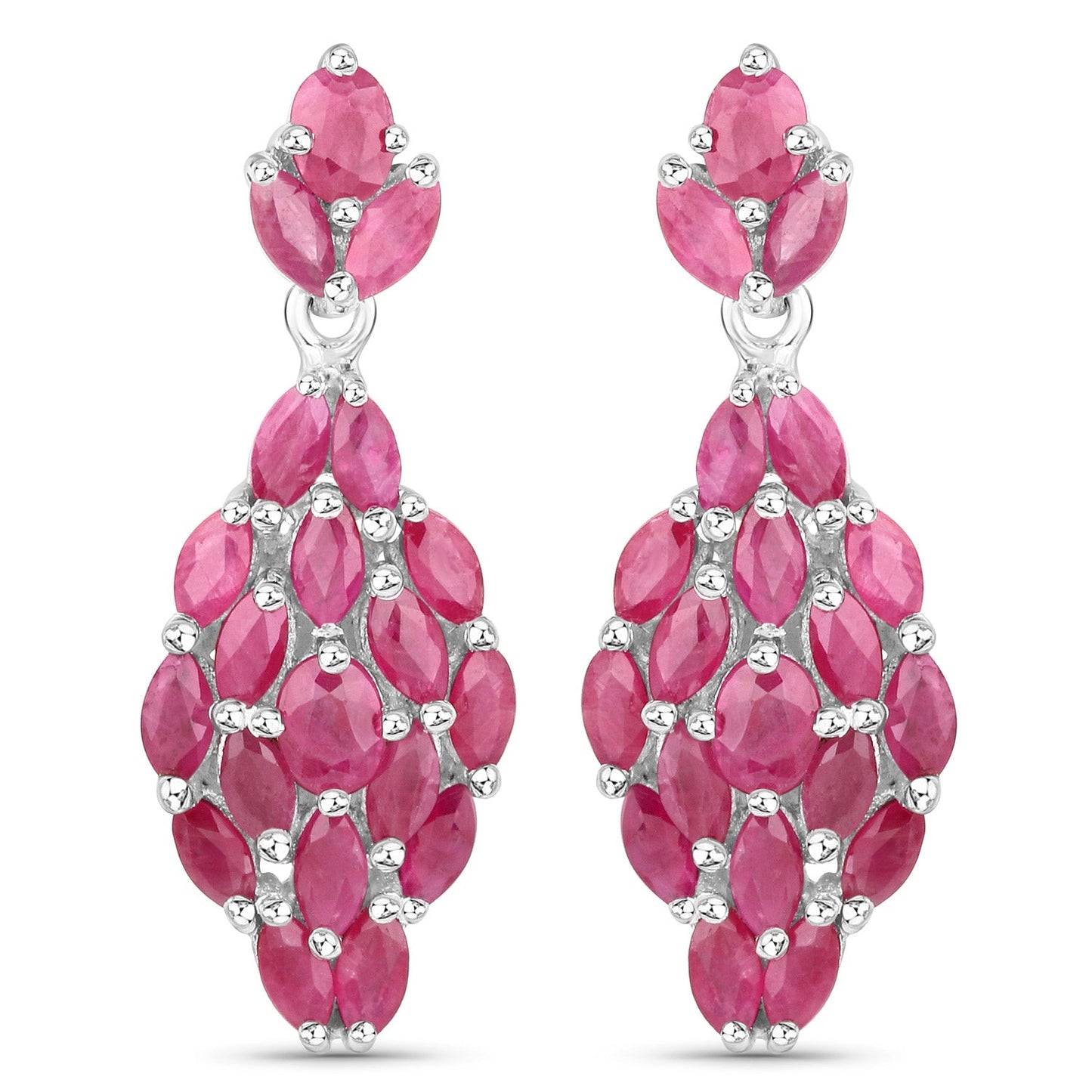 4.12 Carat Genuine Ruby .925 Sterling Silver Earrings