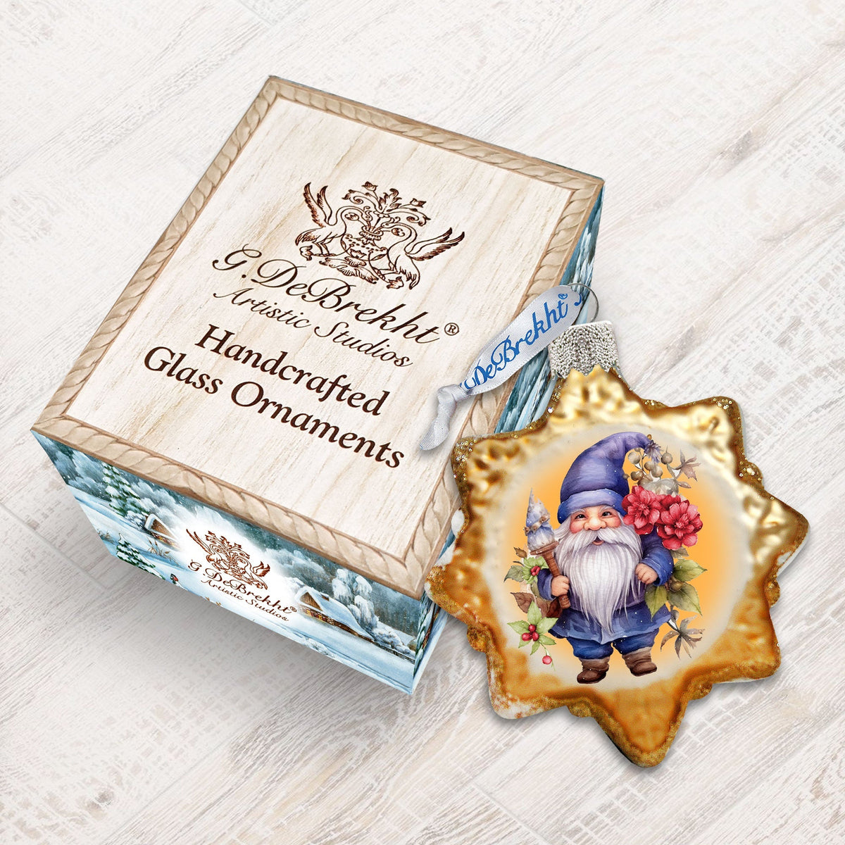 Violet Christmas Gnome Mercury Glass Ornaments by G. Debrekht - Christmas Decor - 776017