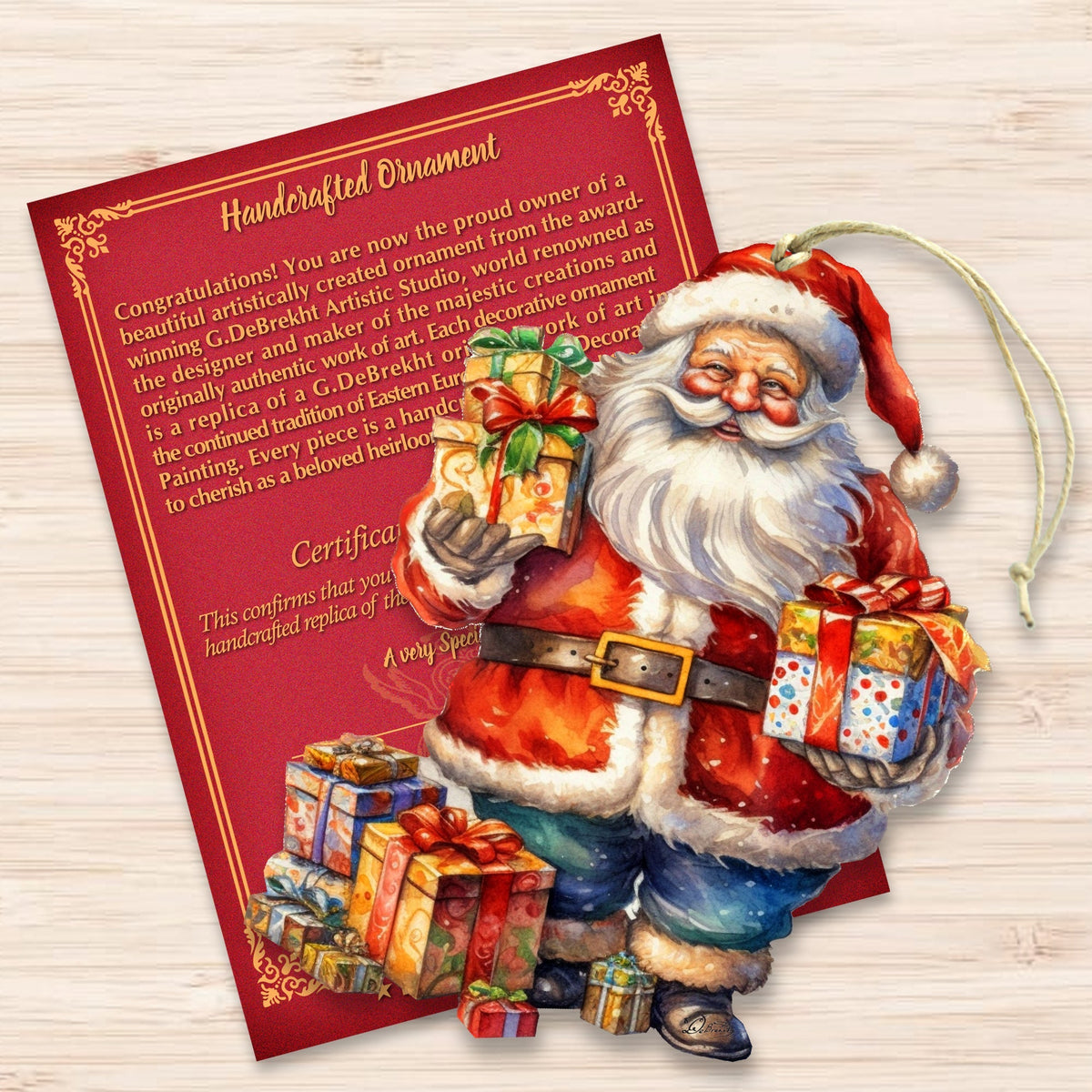 Merry Delivery Santa Wooden Ornaments by G. Debrekht Christmas Santa Snowman Decor - 8611080