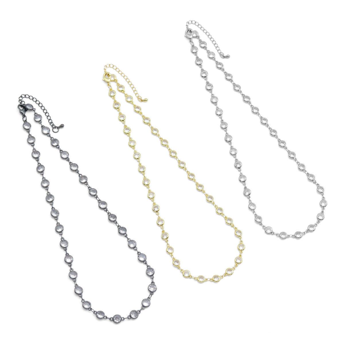 High quality 6mm Round CZ Chain Link Necklace, Sku#EF591