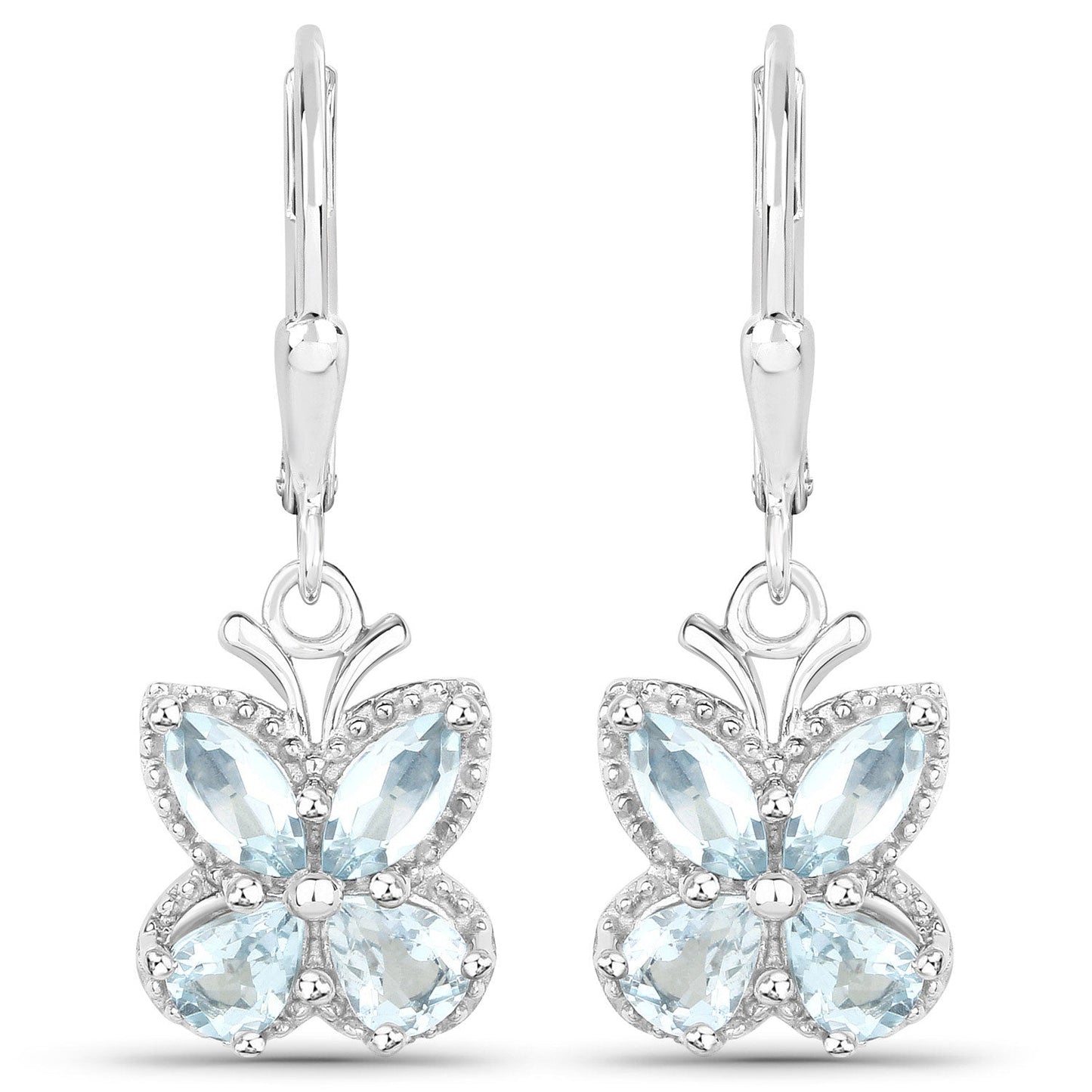 1.76 Carat Genuine Aquamarine .925 Sterling Silver Earrings