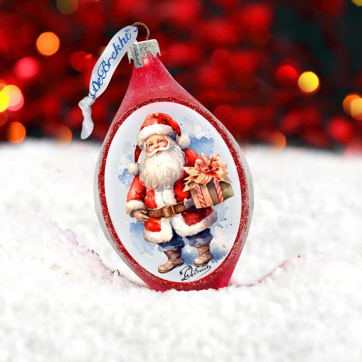 Magical Moments Santa Drop Glass Ornament by G. Debrekht - Christmas Santa Snowman Decor - 757-046