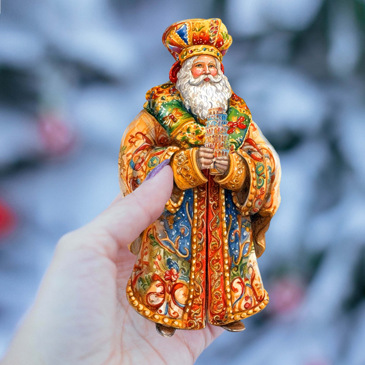 Santas Around the World - Italian Inspired Santa - Eco Wood Ornaments Set of 3 by G. DeBrekht Christmas Santa Snowman Decor - 8091307S3