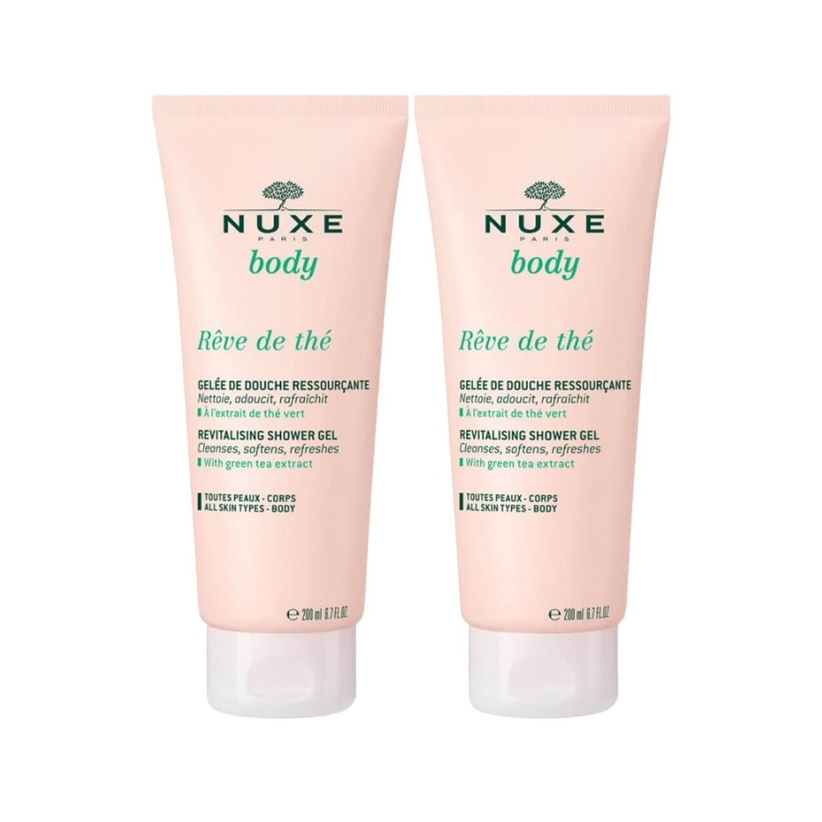 Nuxe Reve De The Shower Gel Duo - 2 x 200ml - Luxurious & Fragrant Body Wash for Soft, Clean Skin