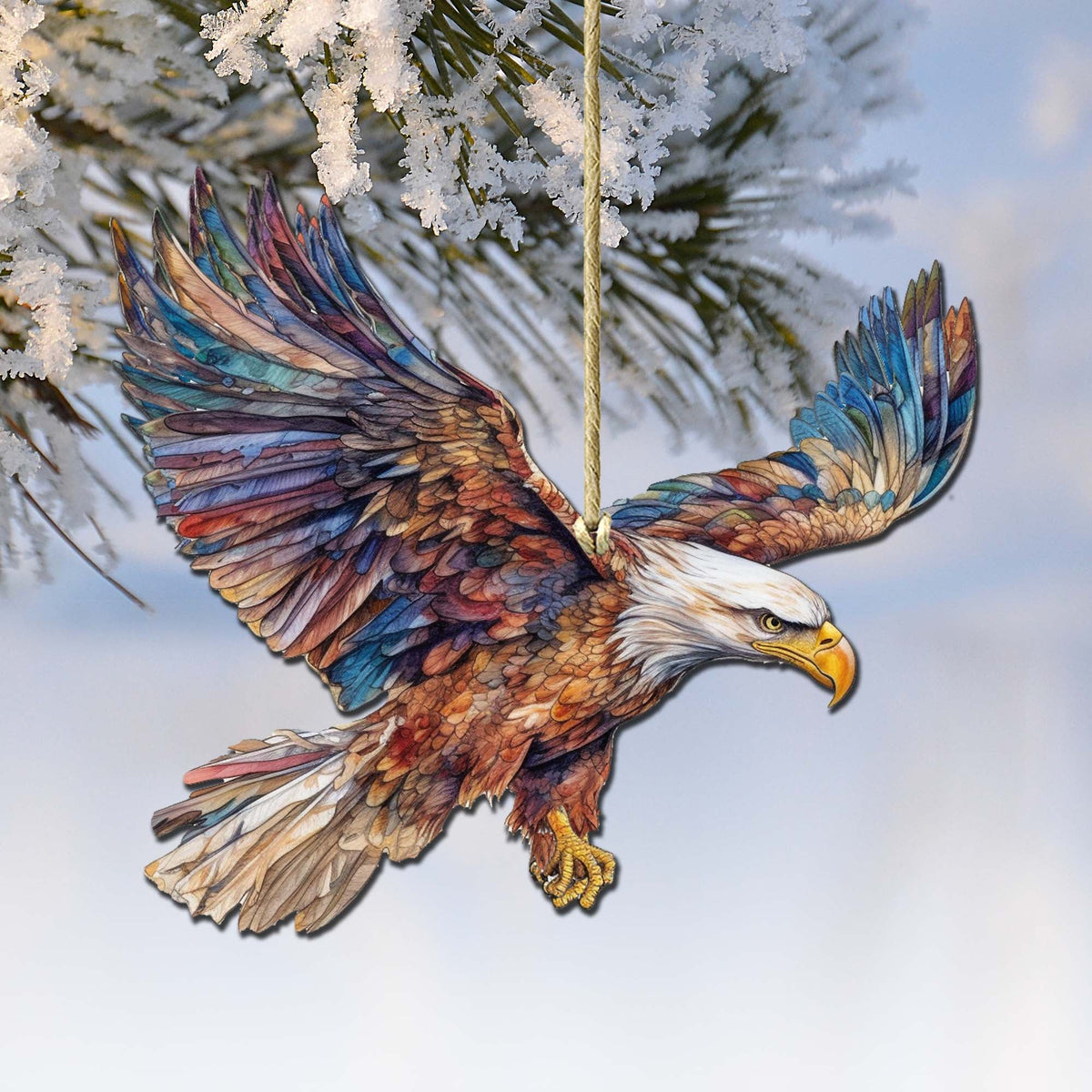 Flying Bald Eagle Wooden Ornaments by G.Debrekht - Wildlife Holiday Decor - 8710101-3