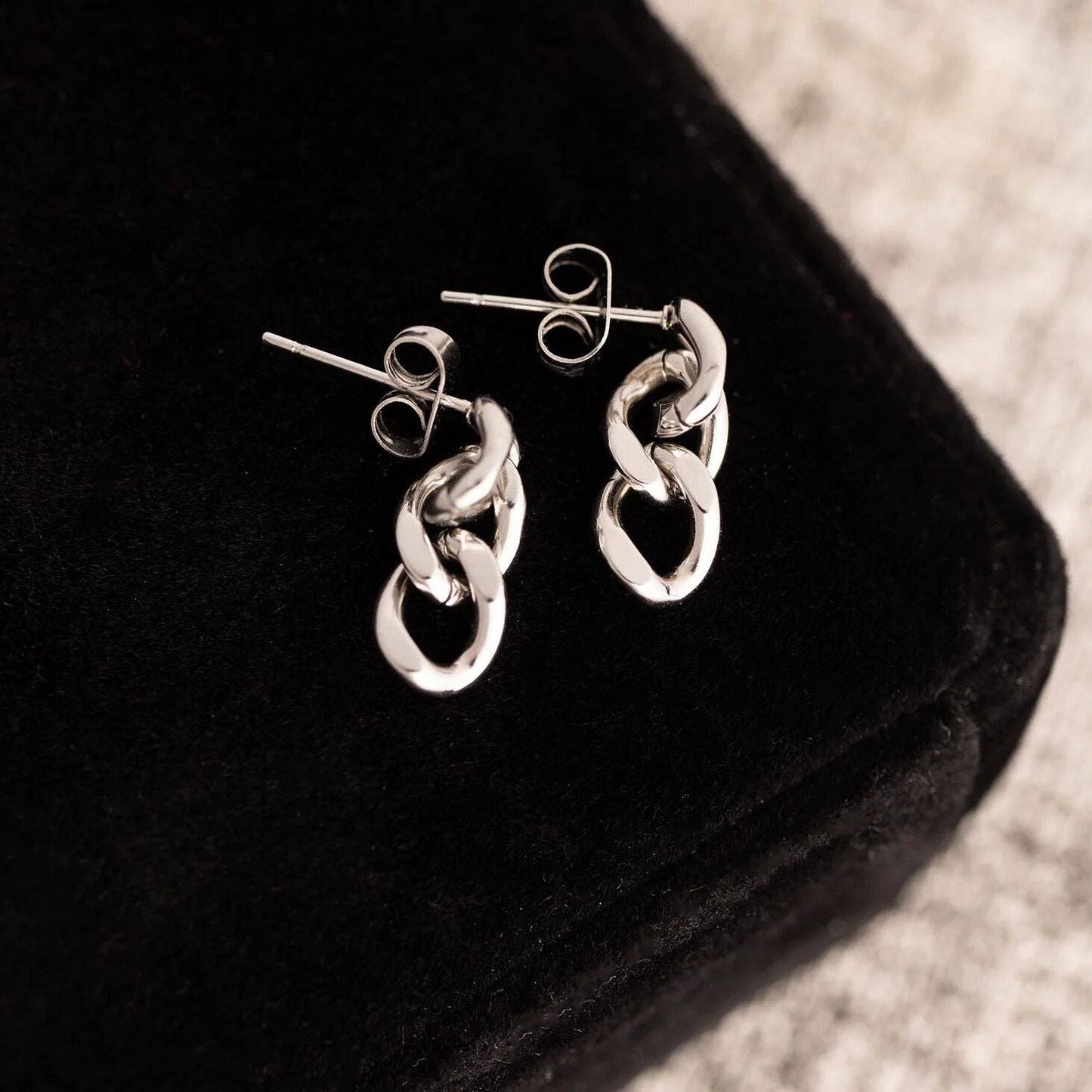 18K Gold PVD Stainless Steel Curb Chain Dangle Earrings