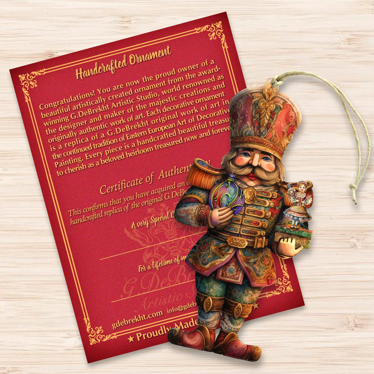 Nutcracker with Clara Wooden Ornaments by G. Debrekht Christmas Decor - 8611059