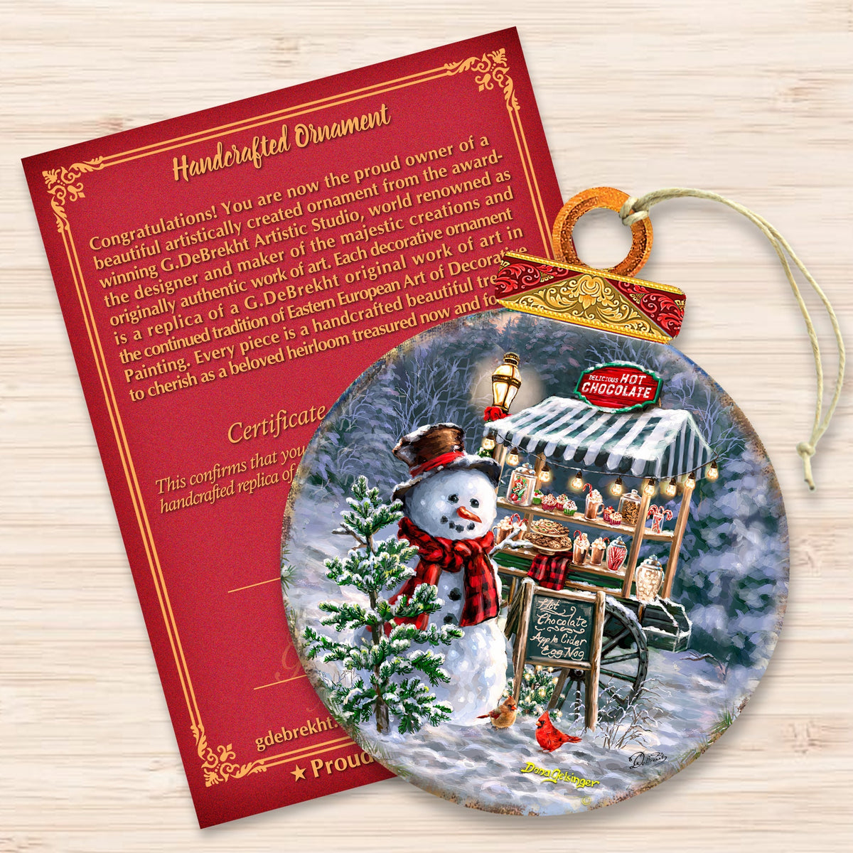 Hot Chocolate Stand - Frosty Fun Wooden Ornaments by D. Gelsinger Christmas Santa Snowman Decor - 8611087-DG