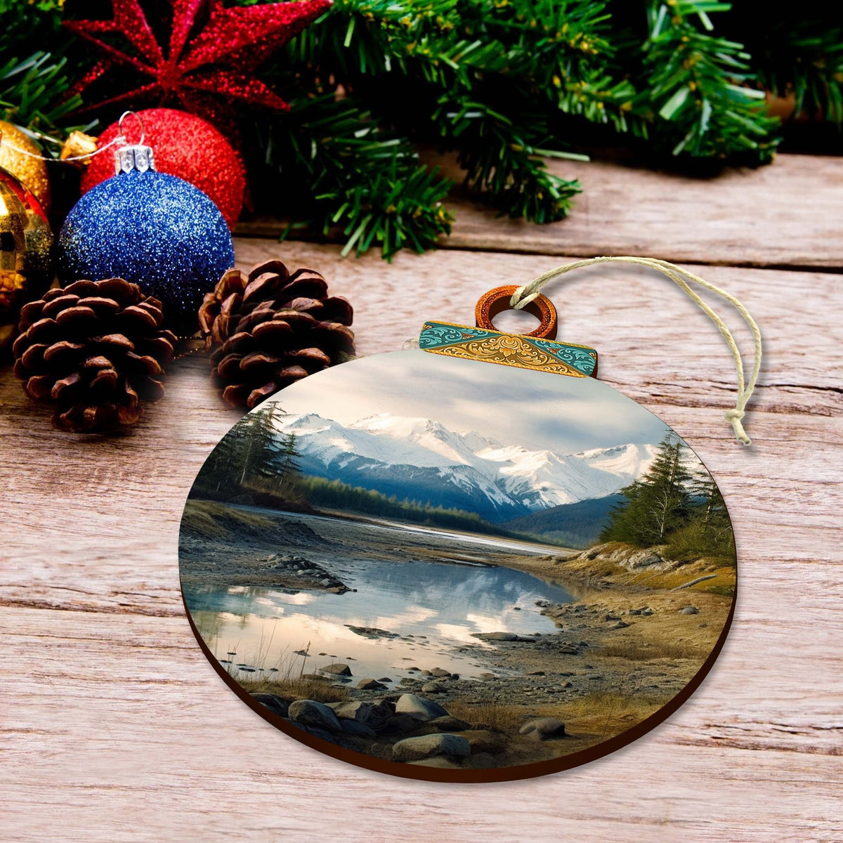 The Majesty of Alaskan Wilderness Wooden Ornaments by G.Debrekht - Wildlife Holiday Decor - 870074