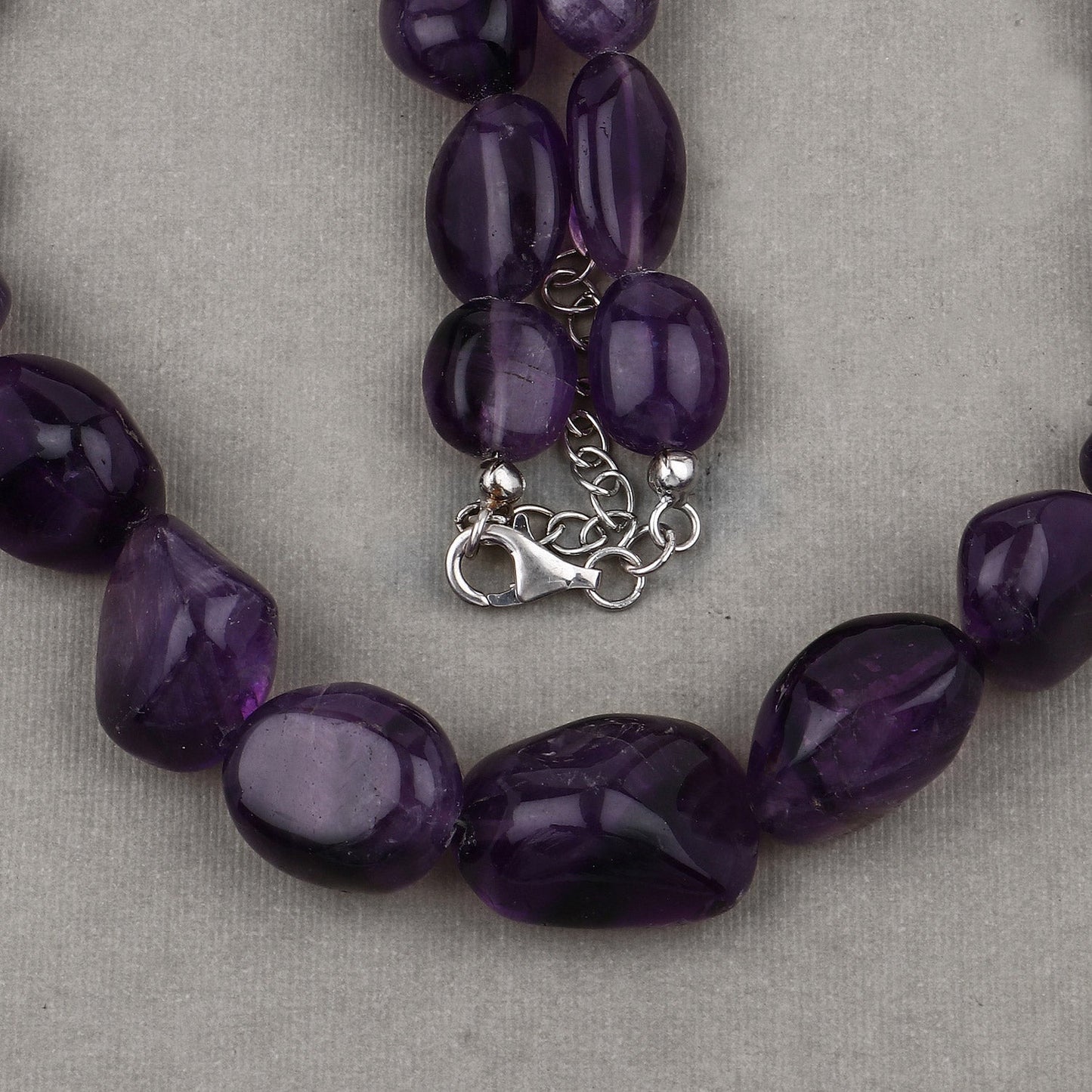 Raw Amethyst Beads Necklace for Women in Silver February Birthstone Necklace Gift for Mom