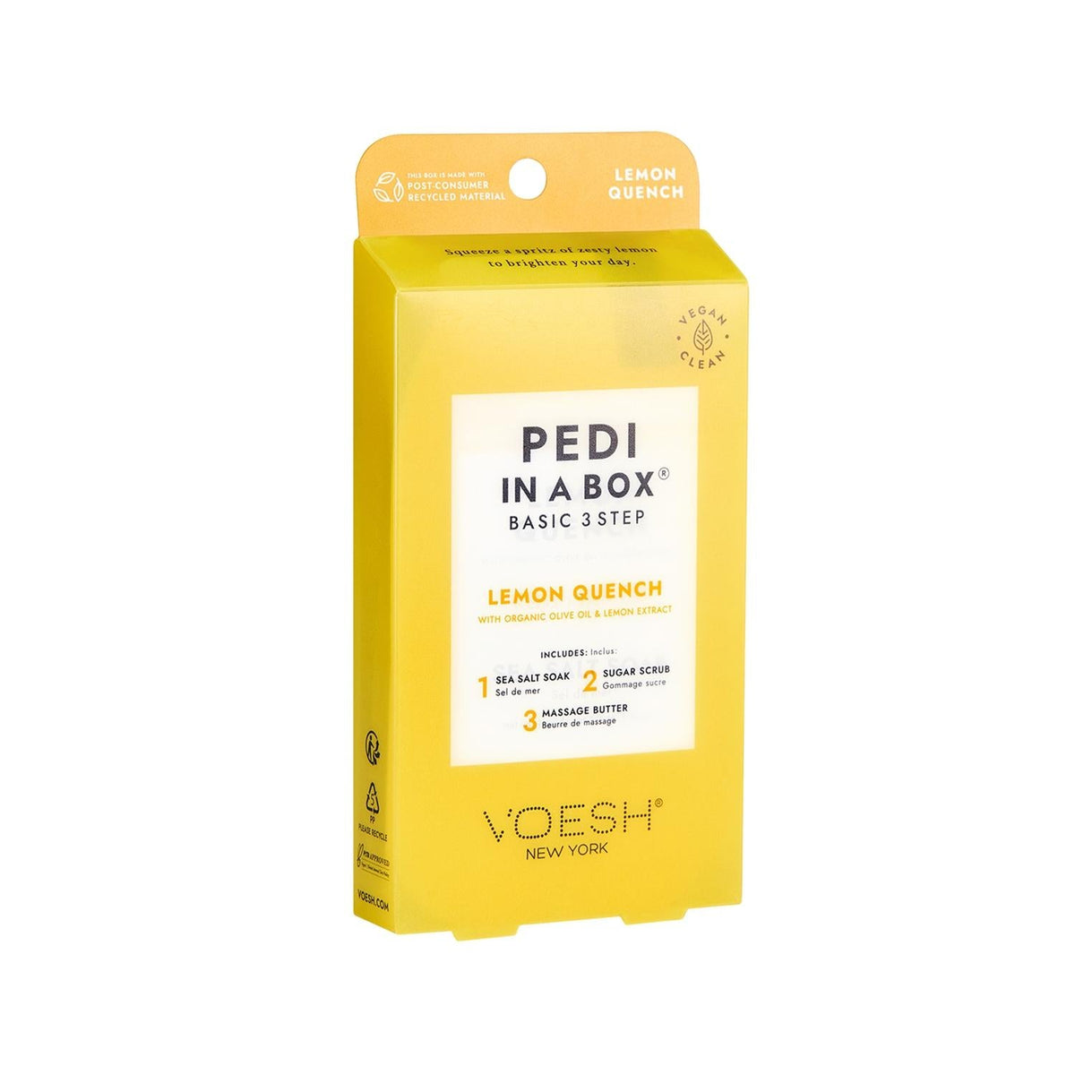 Voesh New York 3-Step Pedicure Kit - Basic PedikŸr Seti with Lemon Scent for At-Home Spa Experience
