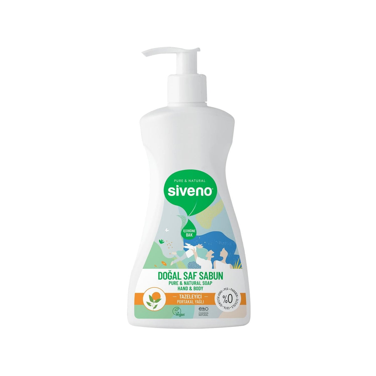 Siveno Natural Liquid Soap with Orange Oil for Hands and Body - 300ml, Eco-Friendly, Gentle on Skin