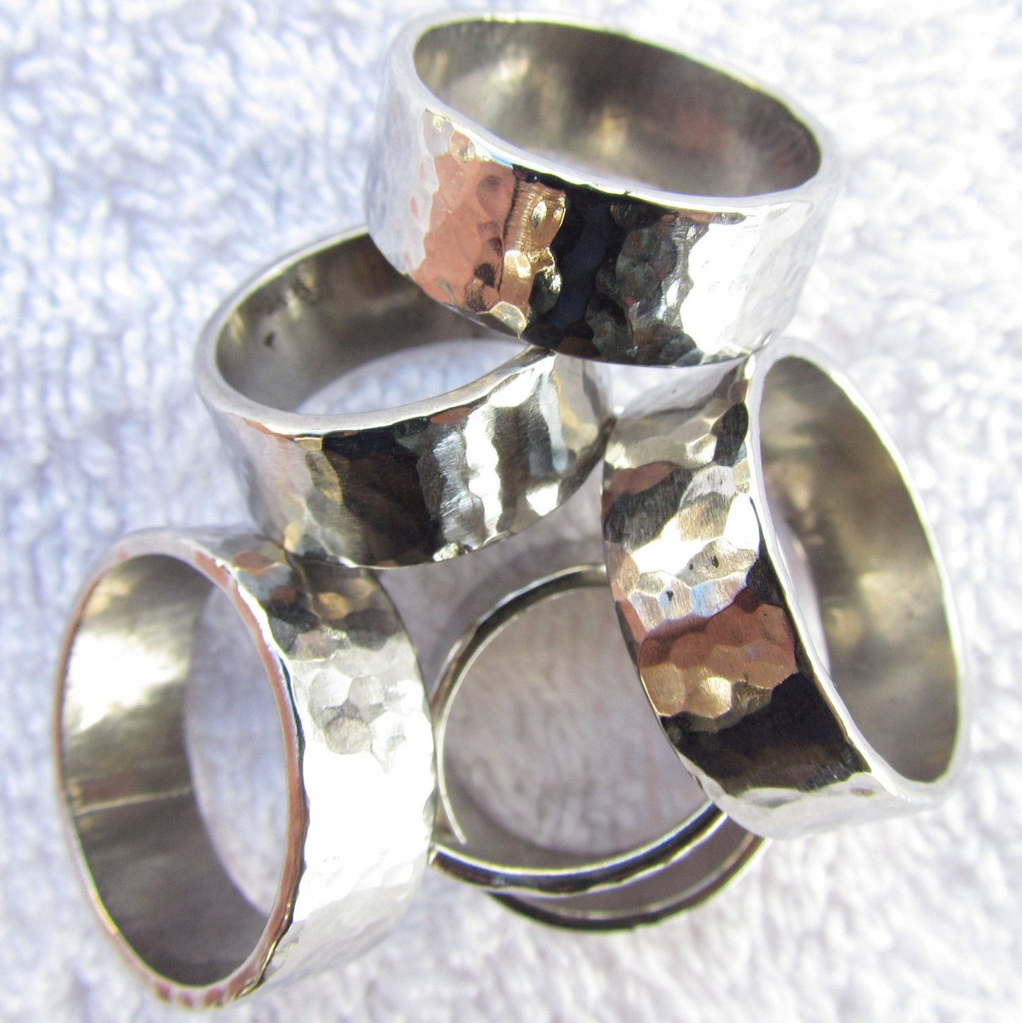 Ring Wedding Band Custom Hand Hammered Wide Band Stainless Steel 8mm WIDE Handmade Woman Rings for Men Waterproof Jewelry