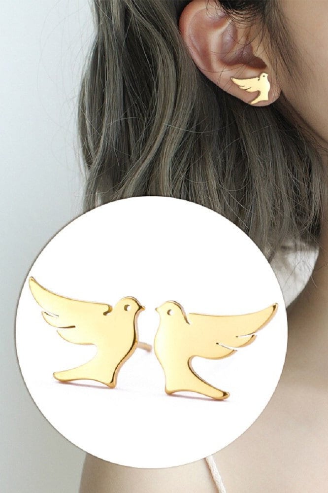 Peace Dove Stud Earrings olive branch baptism wedding dove symbol of Sole and Holy Spirit Womans Girls Christian Jewelry Jewellery