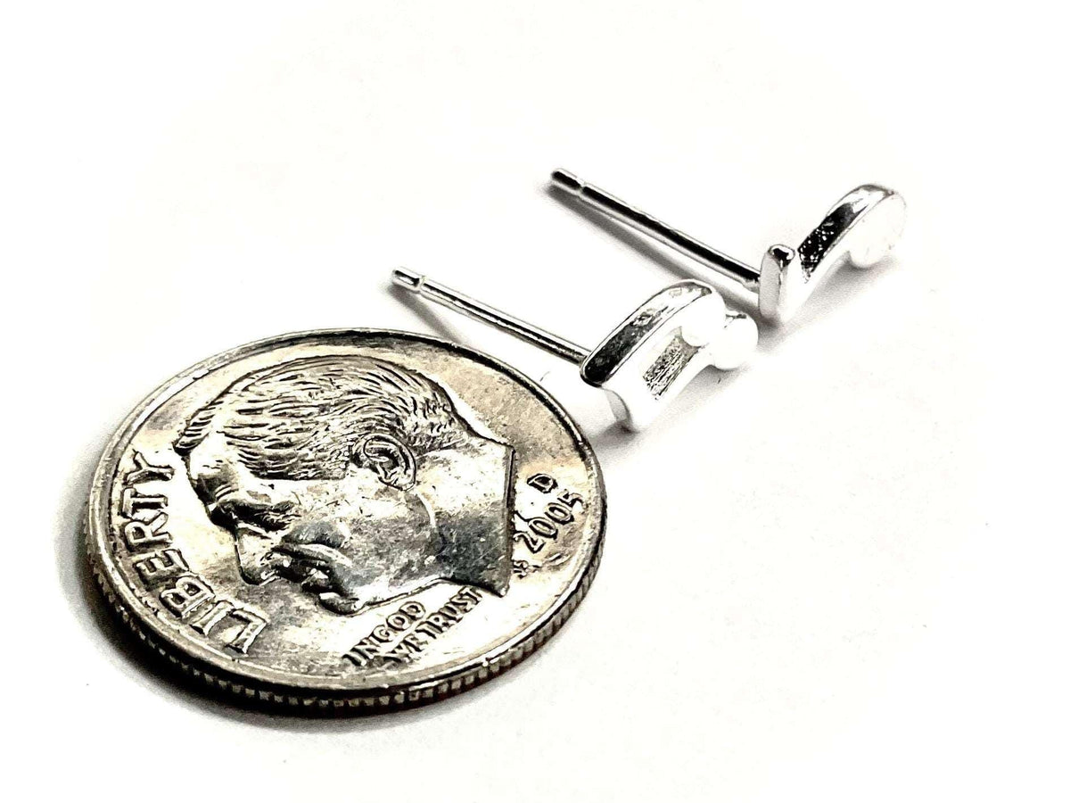 Sterling Silver Music Note Stud Earrings | Music Teacher Gift Studs