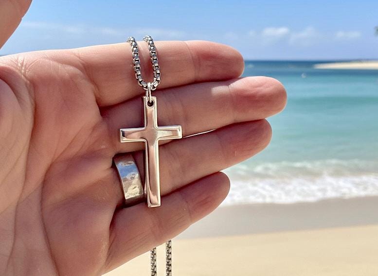 Sterling Silver Crucifix Cross Necklace – High-Gloss Finish