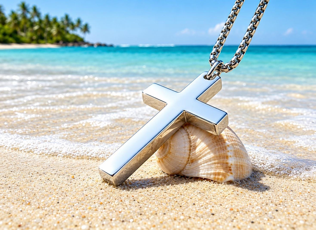 Sterling Silver Crucifix Cross Necklace – High-Gloss Finish