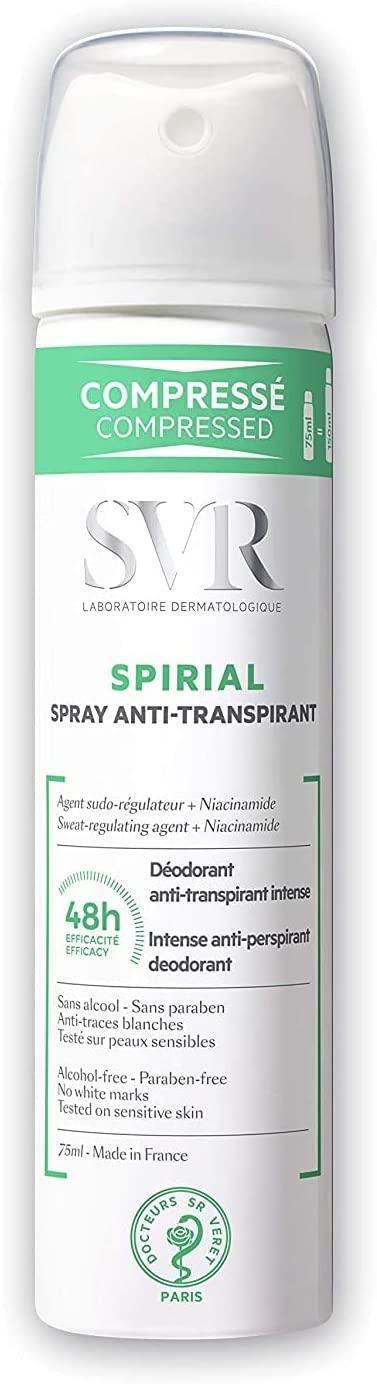 SVR Spirial Anti-Transpirant Deodorant Spray for Sensitive Skin - Alcohol-Free, Fragrance-Free, 2.54 fl oz