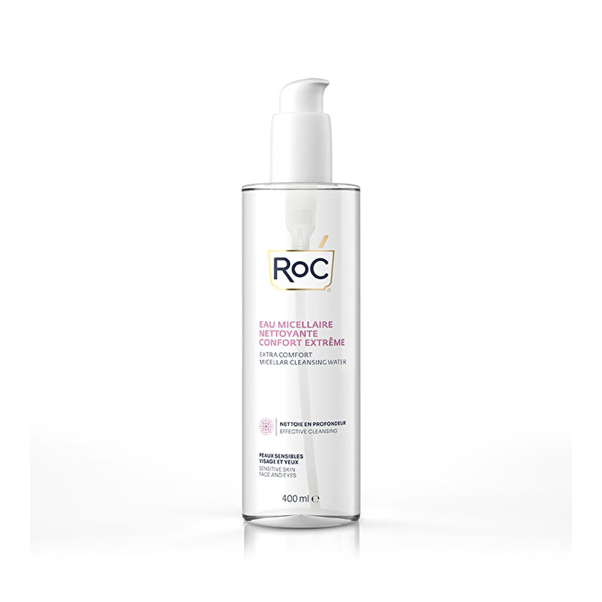 RoC Micellar Cleansing Water - Gentle & Hydrating Makeup Remover for Sensitive Skin | Deep Pore Cleansing, Mineral Enriched, Alcohol-Free (13.53 fl oz)