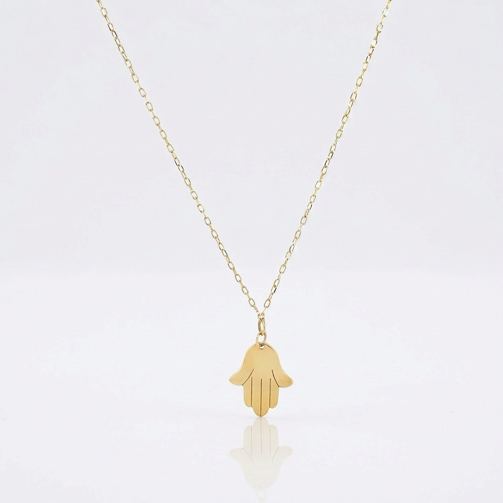 14K Yellow Gold Hand of Hamsa Necklace