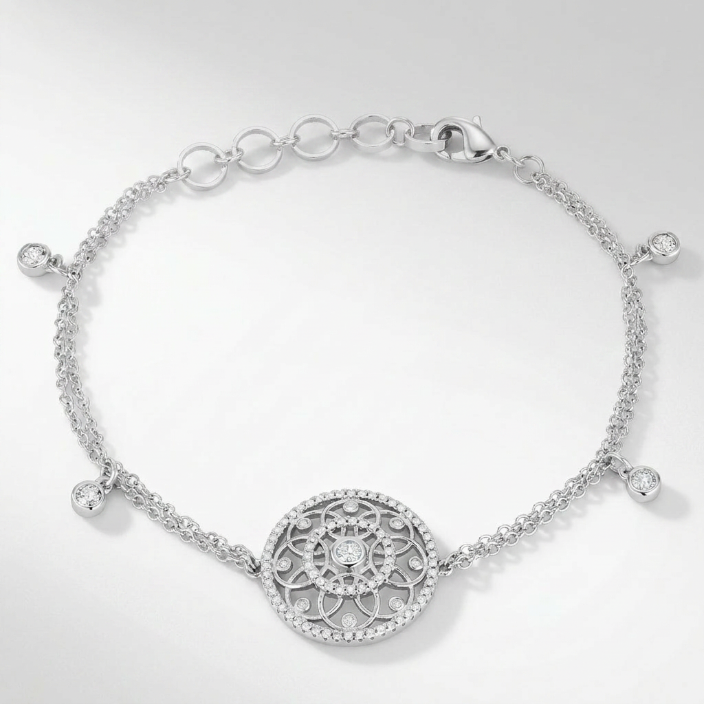 .5 Ct Bracelet with Interlocking Circles and CZ